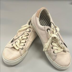 Taos Z Soul Footwear pale pink & Cream Laces & zip up Sneakers size 8 preowned